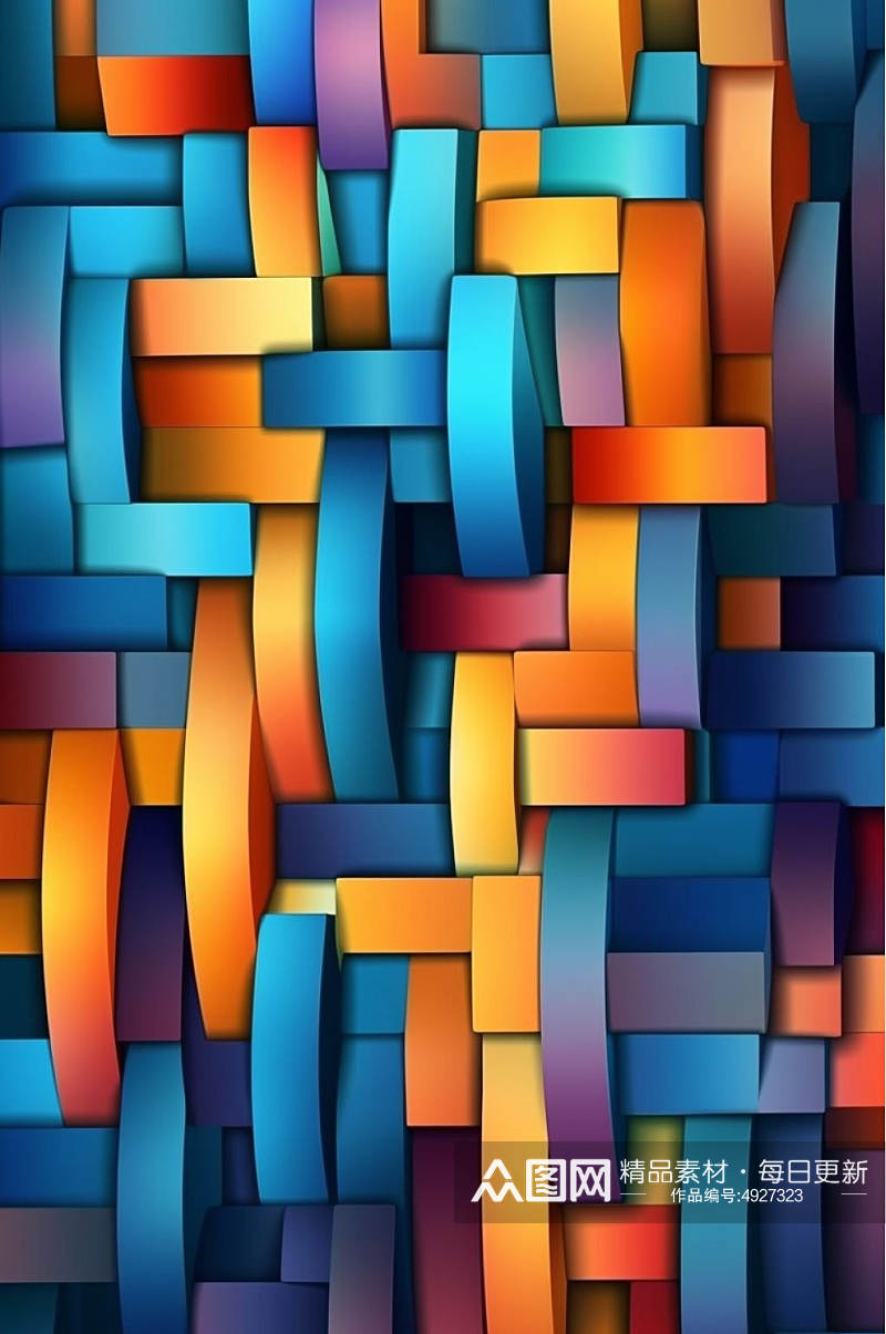 AI数字艺术炫酷多边形几何色块渐变背景图素材