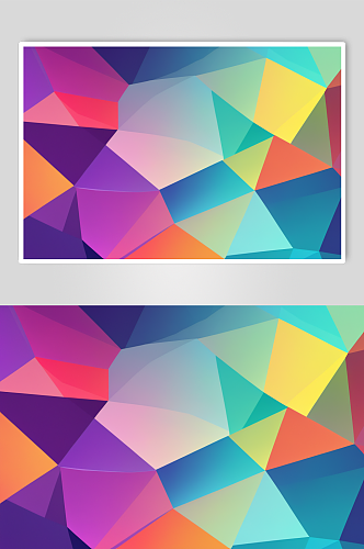 AI数字艺术多边形几何色块渐变背景图