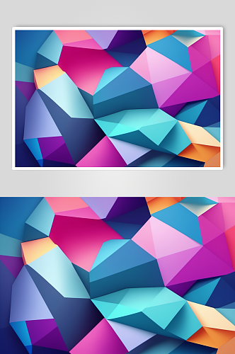AI数字艺术多边形几何色块渐变背景图
