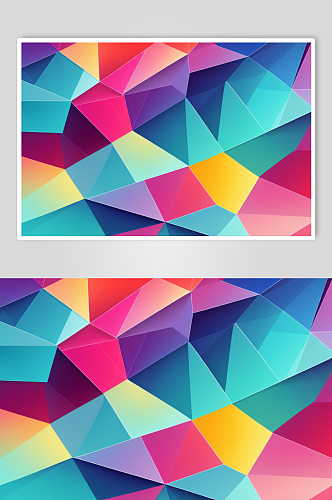 AI数字艺术多边形几何色块渐变背景图