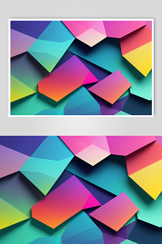 AI数字艺术多边形几何色块渐变背景图