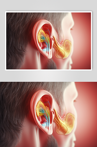 AI数字艺术医疗耳部构造模型