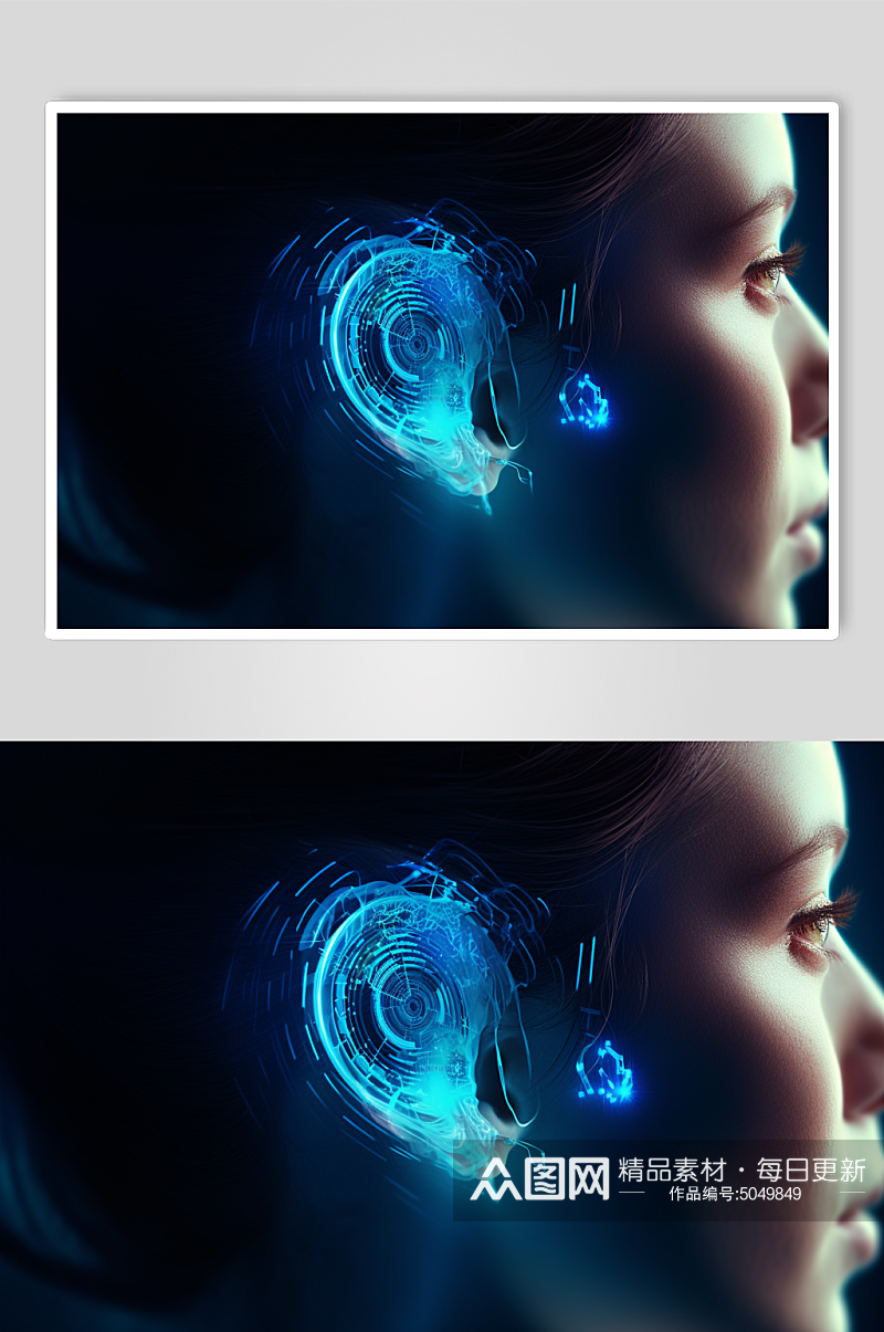 AI数字艺术医疗耳部构造模型素材