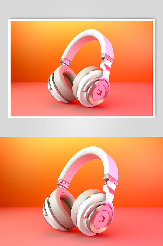 AI数字艺术极简耳机摄影图片-众图网