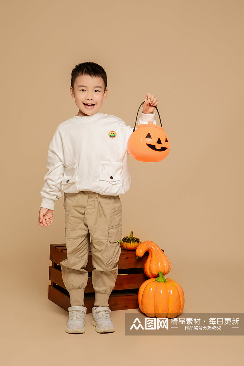 秋季羊毛衫万圣节儿童人物摄影图片素材
