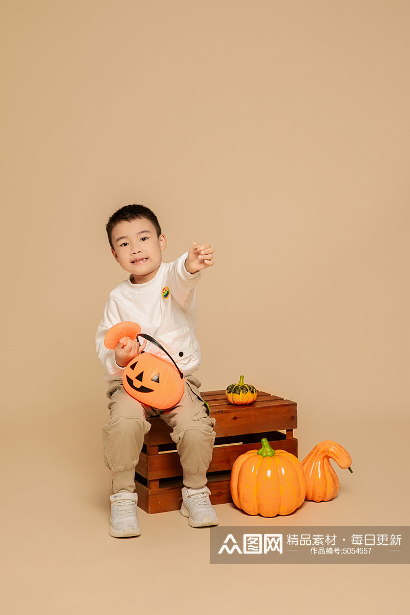 秋季羊毛衫万圣节儿童人物摄影图片素材