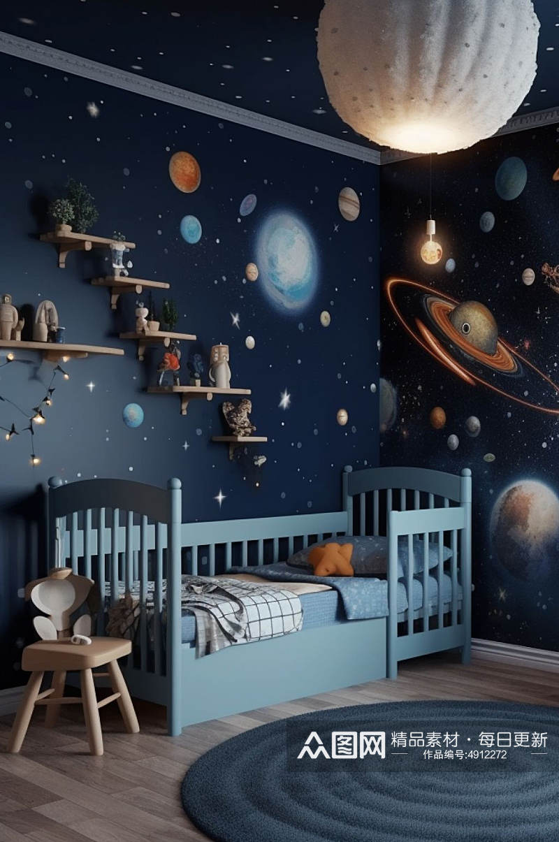 AI数字艺术高清儿童房室内设计摄影图片素材