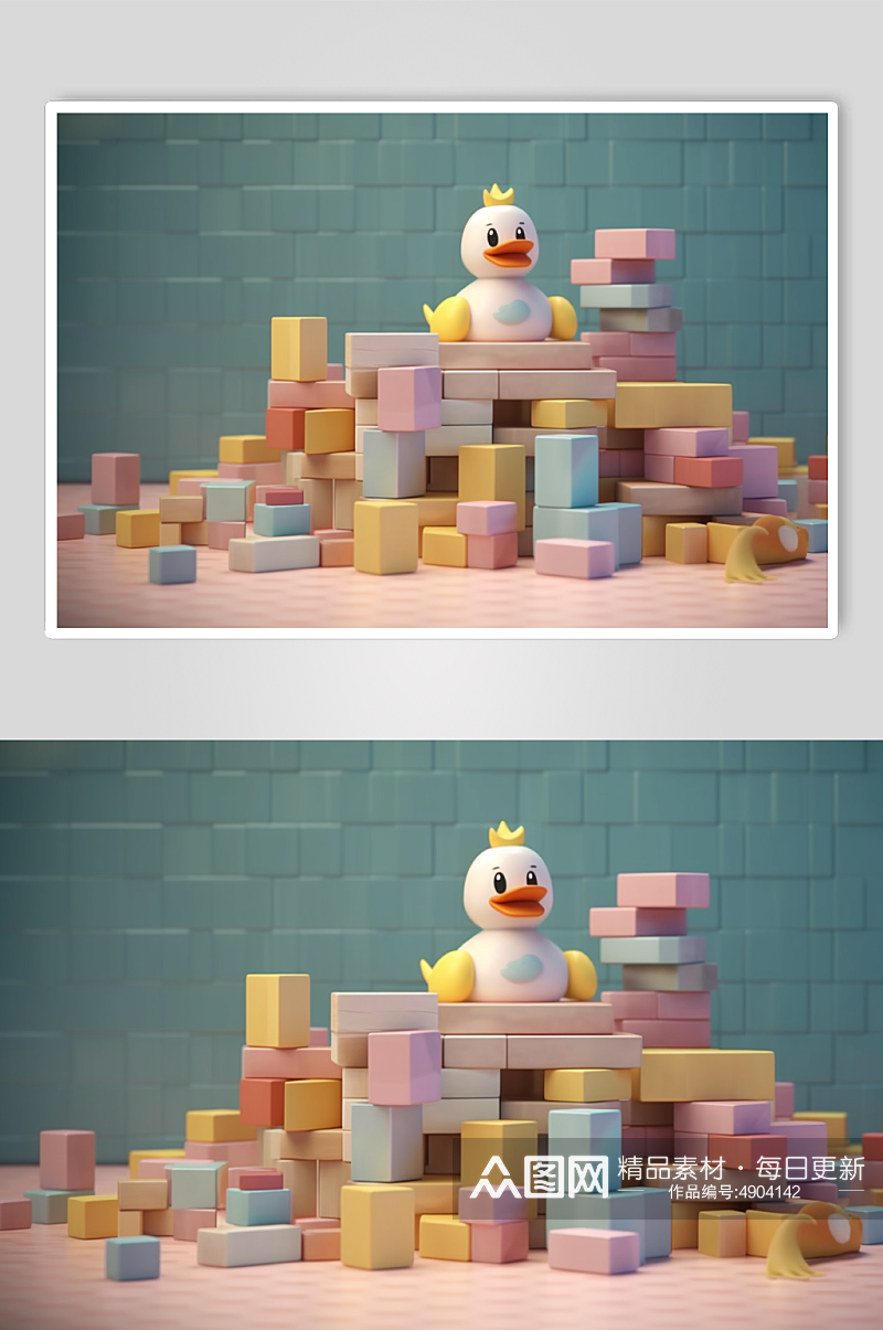 AI数字艺术高清彩色儿童积木玩具模型元素素材