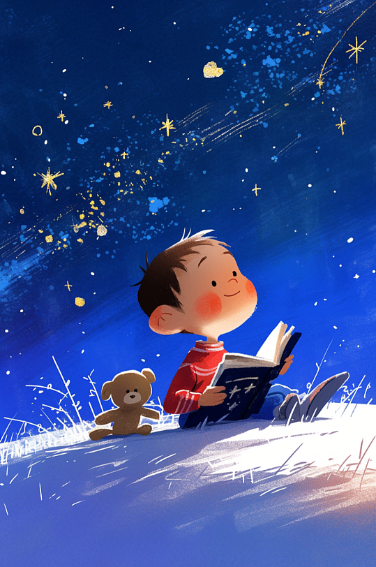 AI数字艺术儿童节儿童看书阅读学习读书日插画-众图网