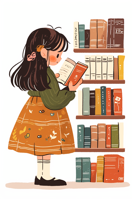 AI数字艺术儿童看书阅读学习插画-众图网