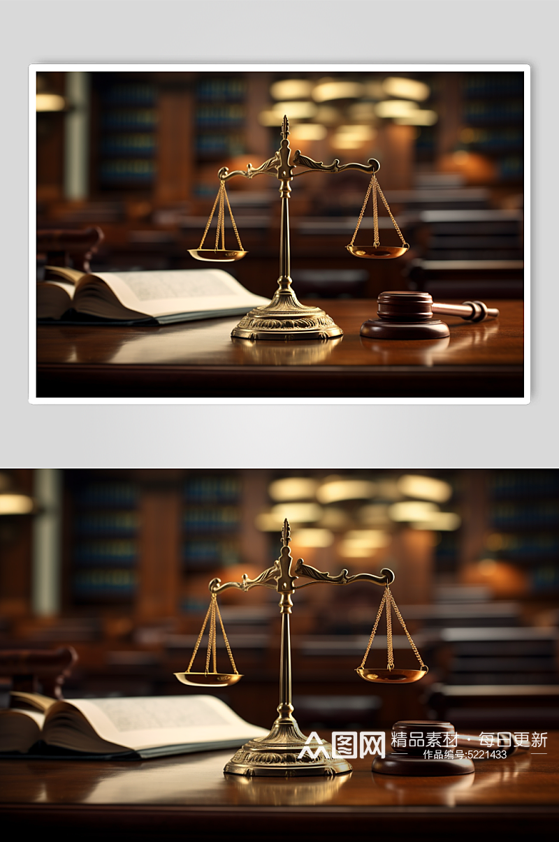 AI数字艺术法律法庭法律书籍天平摄影图素材