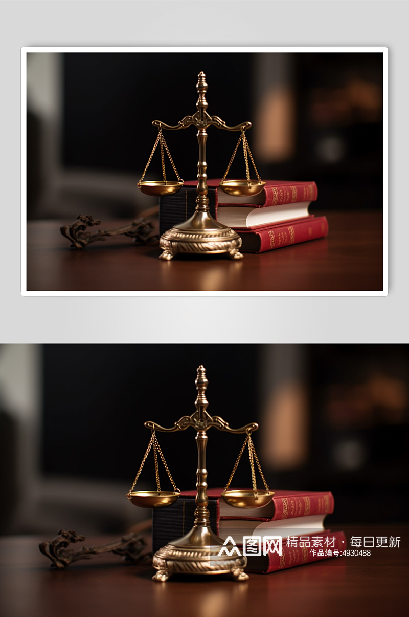 AI数字艺术法庭法律书籍天平场景摄影图片素材