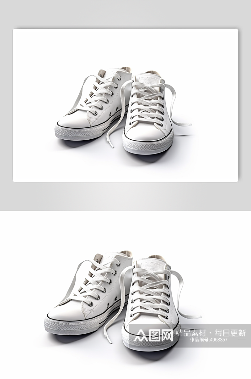 AI数字艺术高清白色帆布鞋摄影图片素材