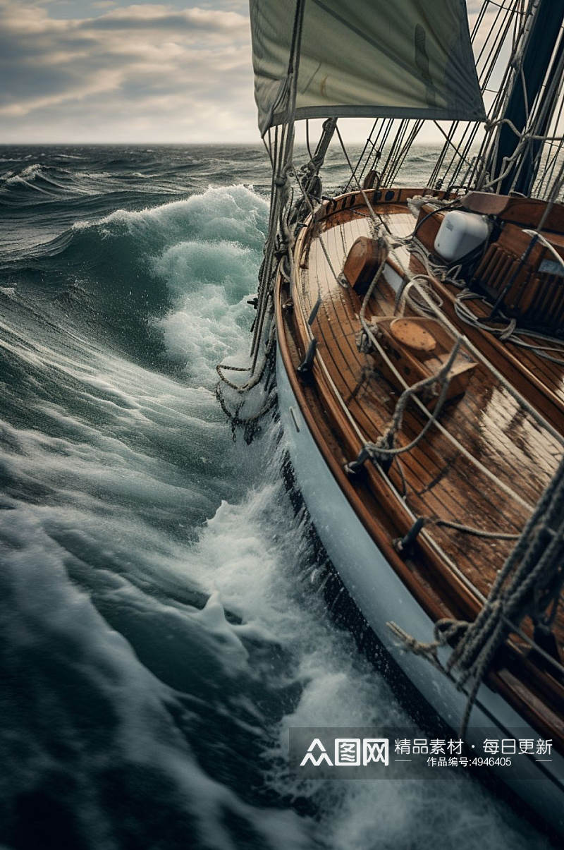 AI数字艺术企业精神乘风破浪帆船摄影图素材
