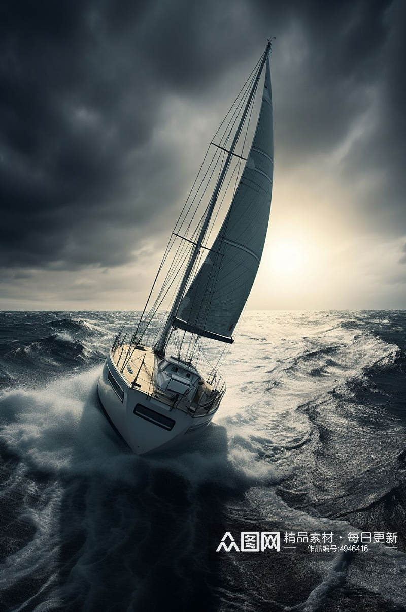 AI数字艺术企业精神乘风破浪帆船摄影图素材