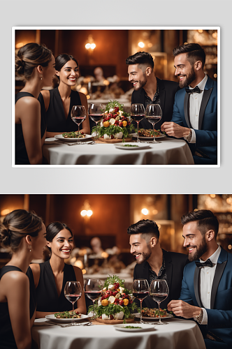 AI数字艺术饭店餐厅美食场景摄影图