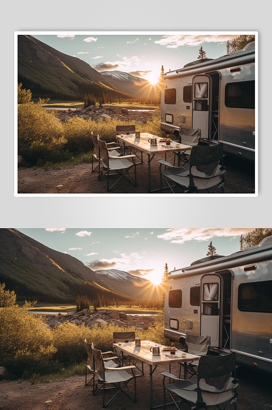 AI数字艺术房车露营野餐旅行旅游摄影图片