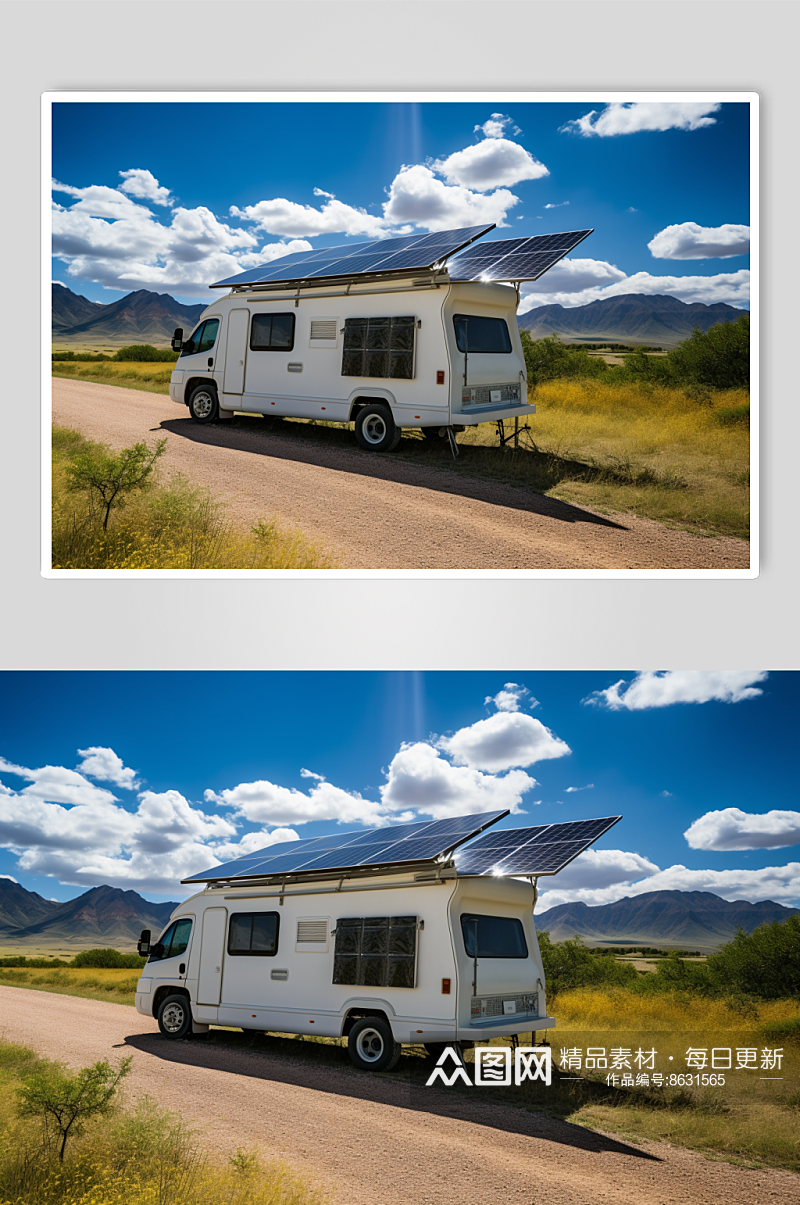 AI数字艺术新能源太阳能房车汽车图片素材