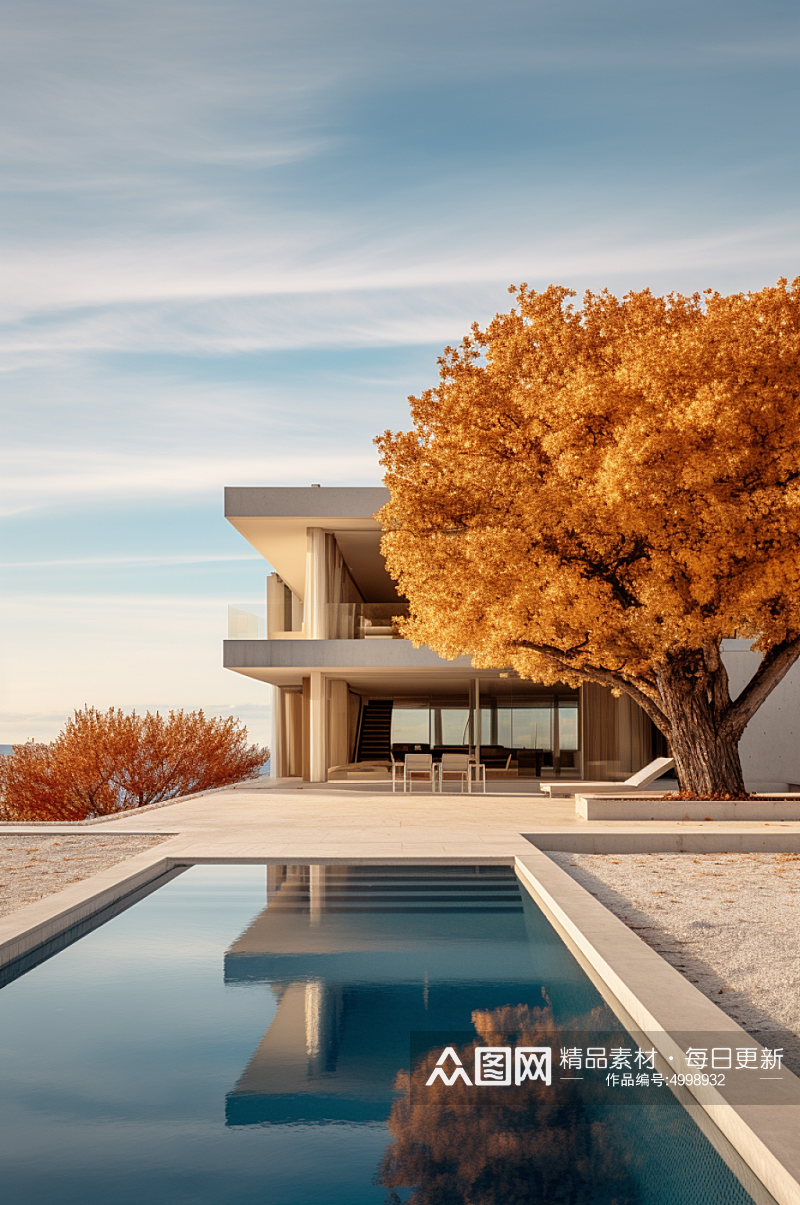 AI数字艺术高清房地产秋季氛围摄影图片素材