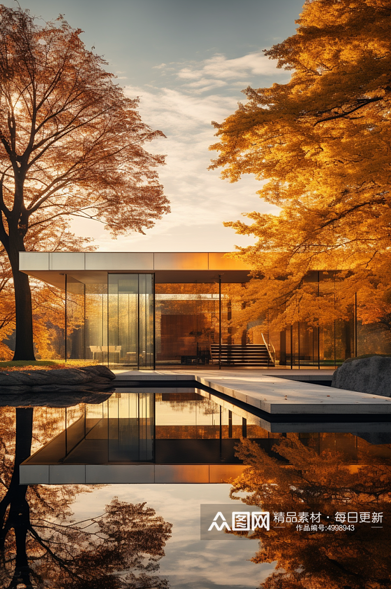 AI数字艺术高清房地产秋季氛围摄影图片素材