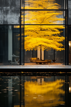 AI数字艺术唯美房地产秋季氛围摄影图片
