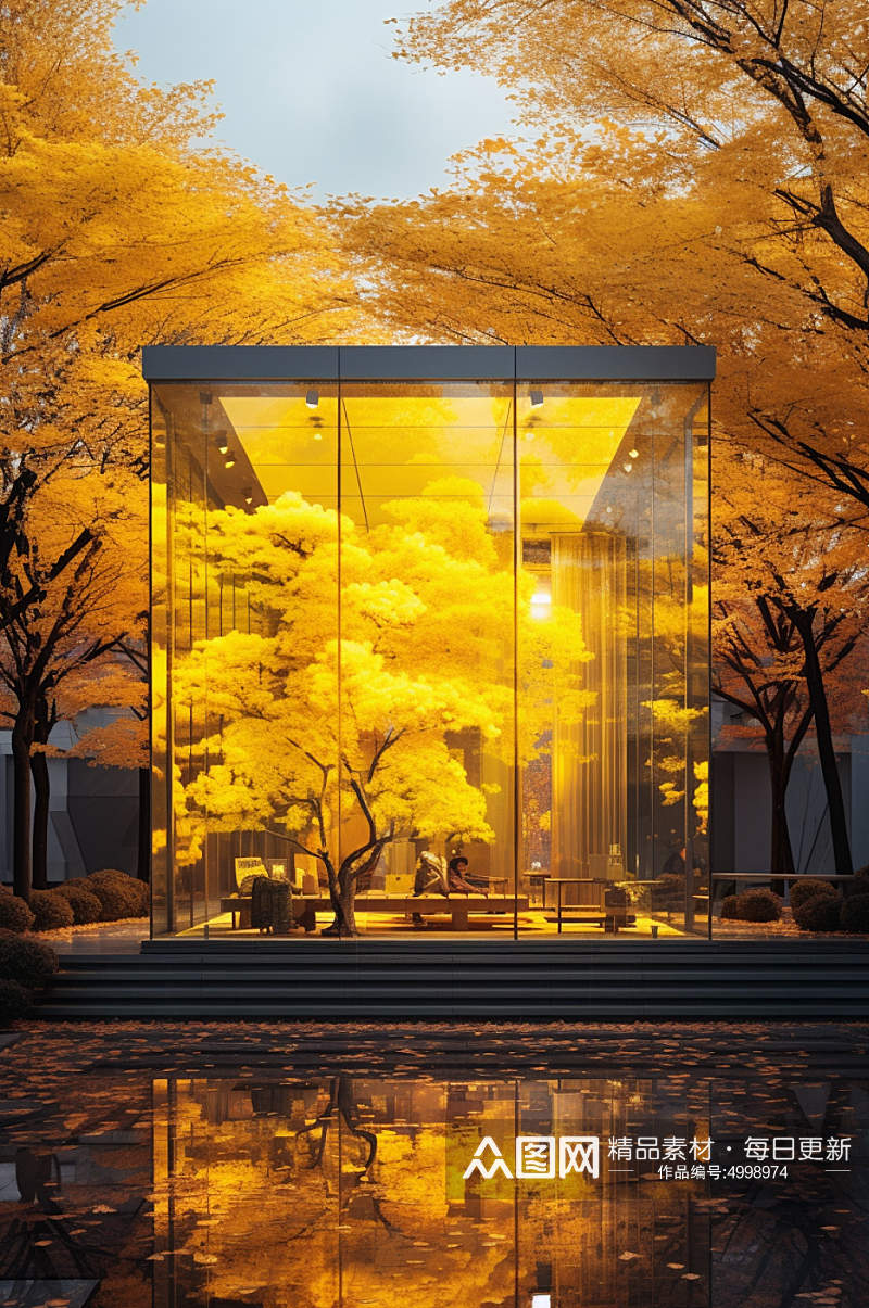 AI数字艺术唯美房地产秋季氛围摄影图片素材