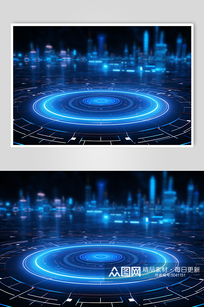 AI数字艺术飞碟圆盘科技感背景图素材