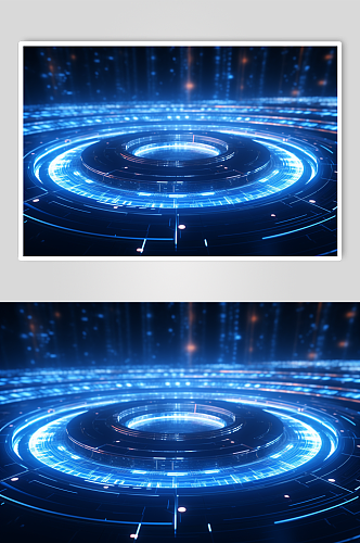 AI数字艺术飞碟圆盘科技感背景图