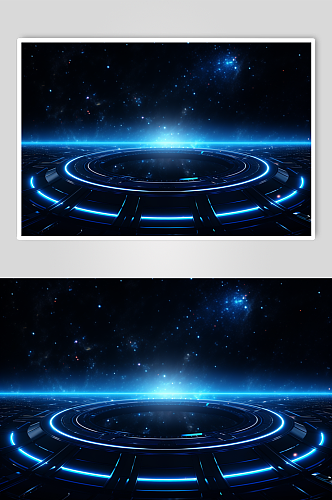 AI数字艺术飞碟圆盘科技感背景图