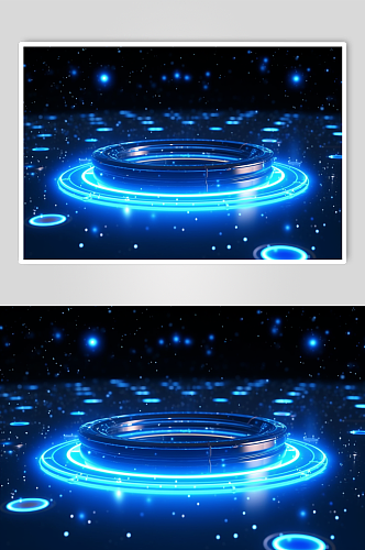 AI数字艺术飞碟圆盘科技感背景图