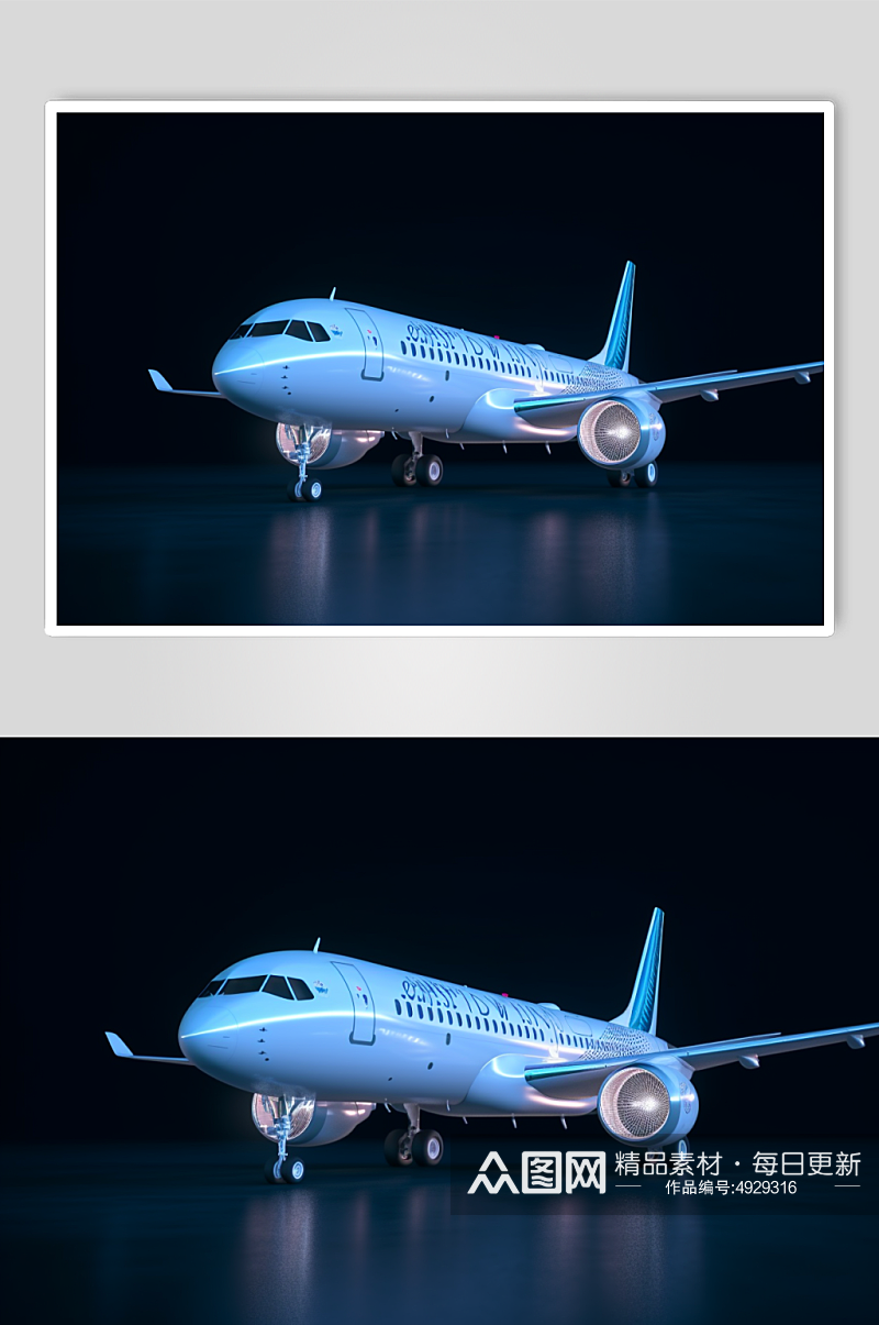 AI数字艺术高清简约飞机模型素材