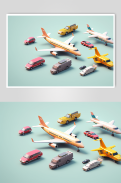 AI数字艺术高清简约飞机模型