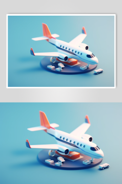 AI数字艺术手绘卡通飞机模型