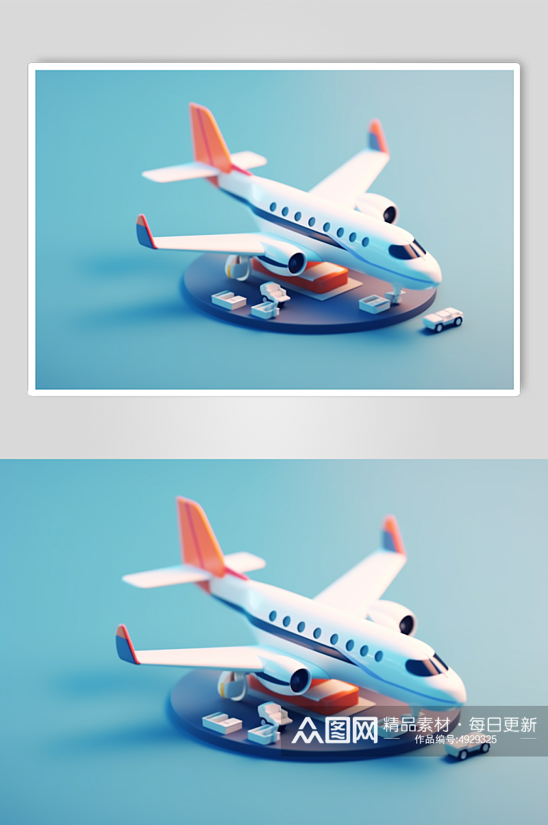 AI数字艺术手绘卡通飞机模型素材