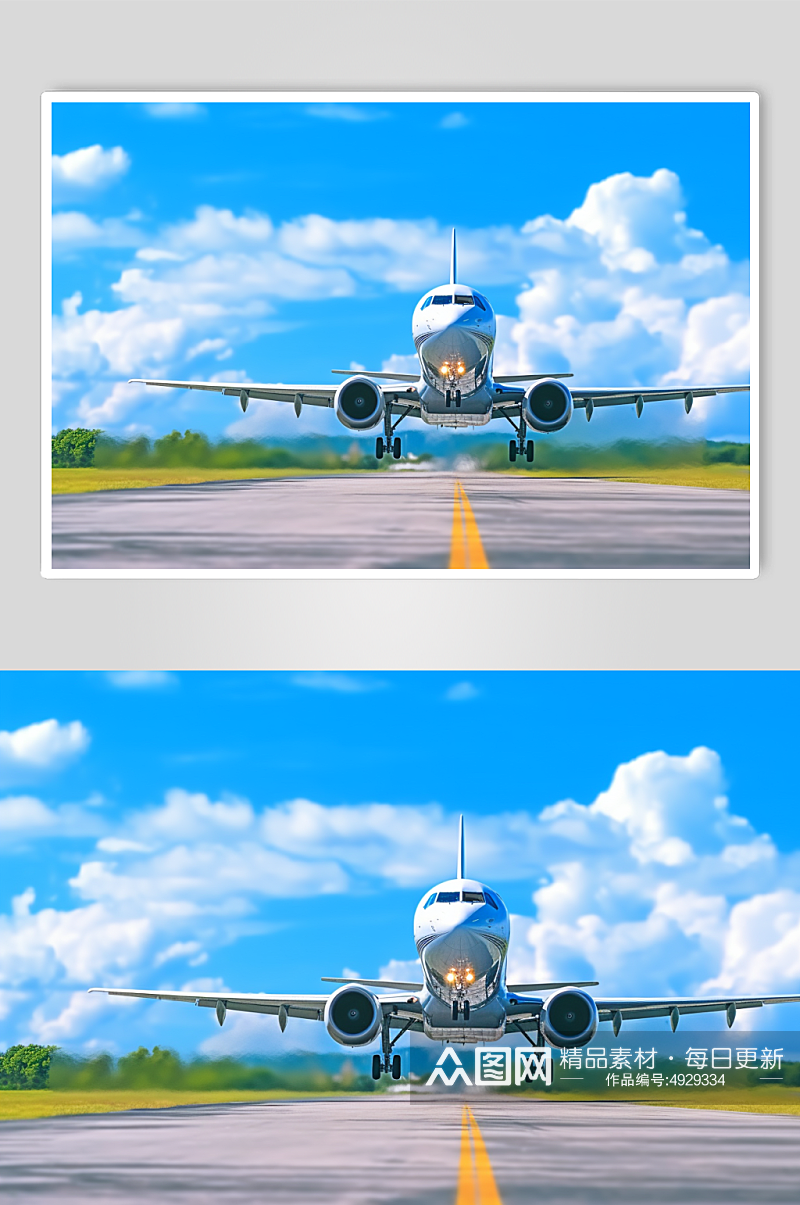 AI数字艺术卡通飞机起飞摄影图片素材