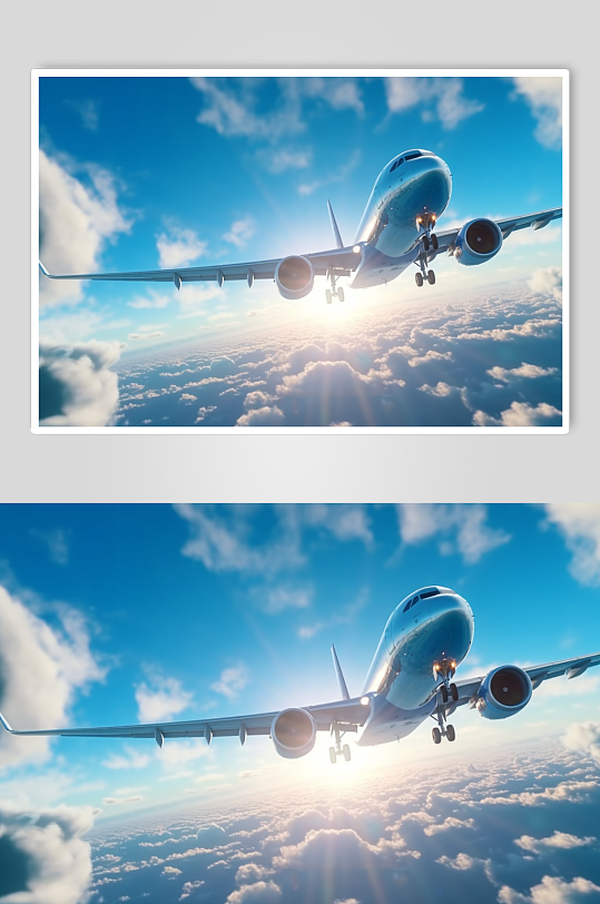 AI数字艺术卡通飞机起飞摄影图片