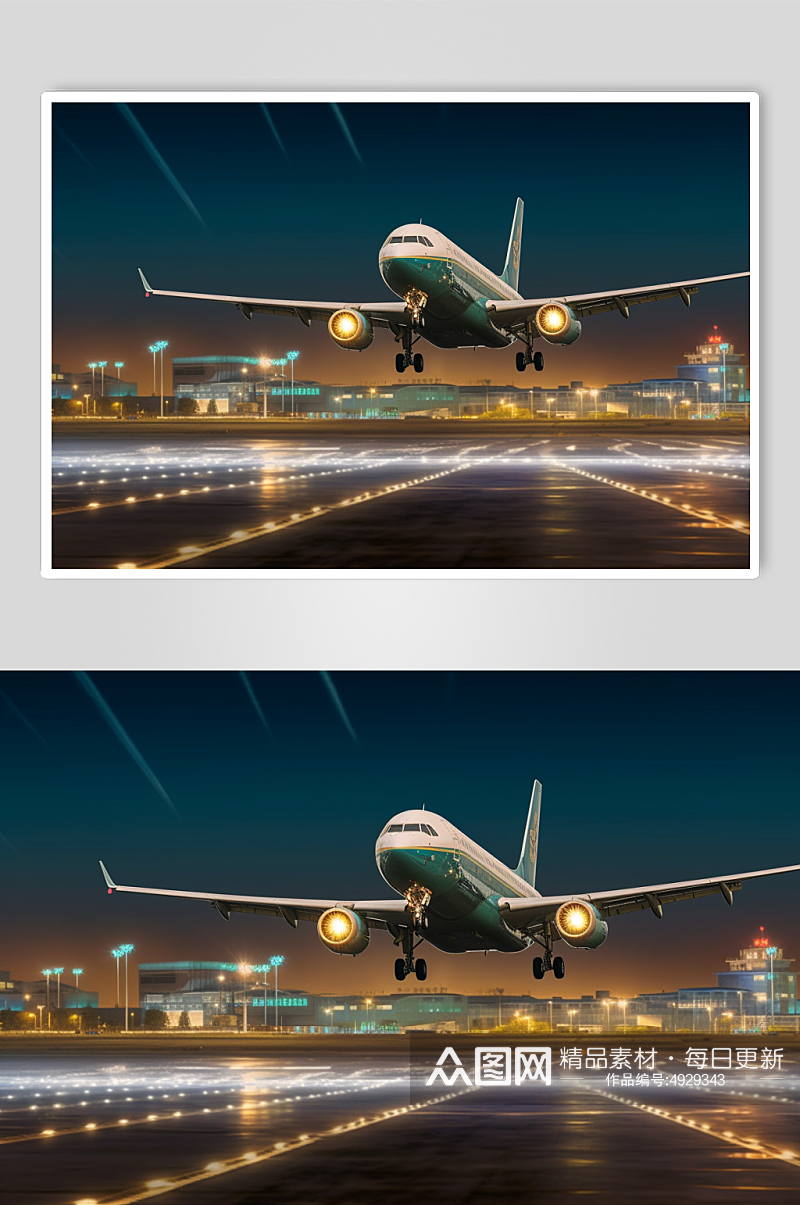 AI数字艺术卡通飞机起飞摄影图片素材