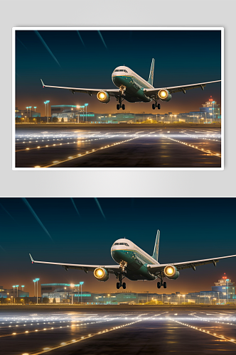 AI数字艺术卡通飞机起飞摄影图片