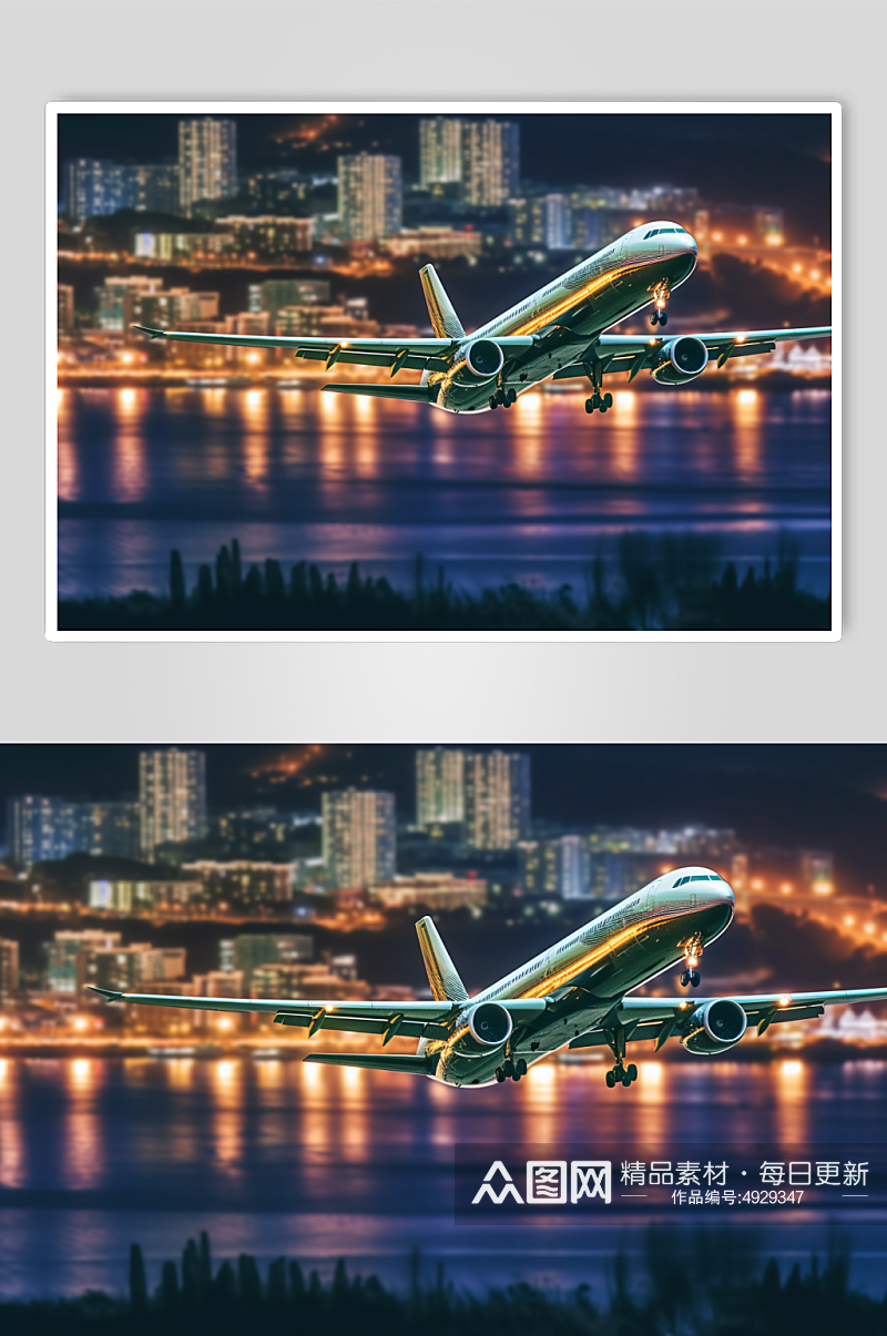 AI数字艺术高清飞机起飞摄影图片素材