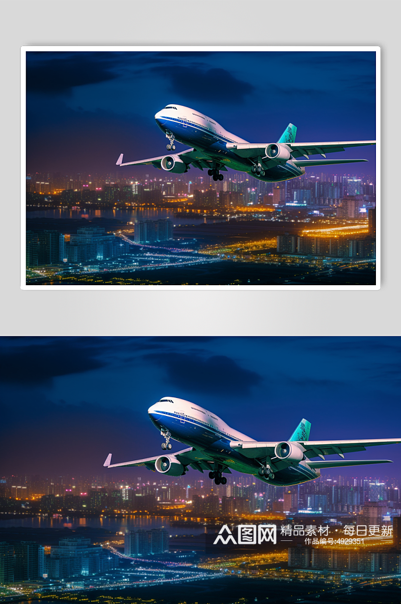 AI数字艺术高清飞机起飞摄影图片素材
