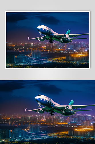 AI数字艺术高清飞机起飞摄影图片