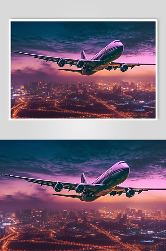AI数字艺术高清飞机起飞摄影图片