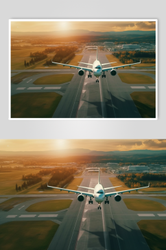 AI数字艺术创意飞机起飞摄影图