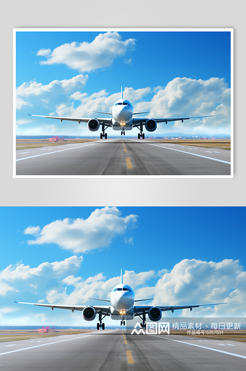 AI数字艺术飞机起飞航空摄影图素材