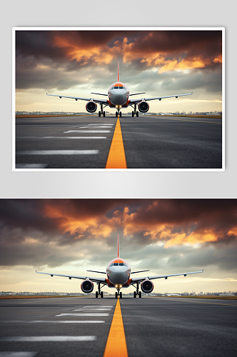 AI数字艺术飞机起飞航空摄影图
