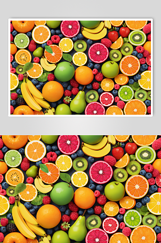 AI数字艺术丰富的各种水果摄影图
