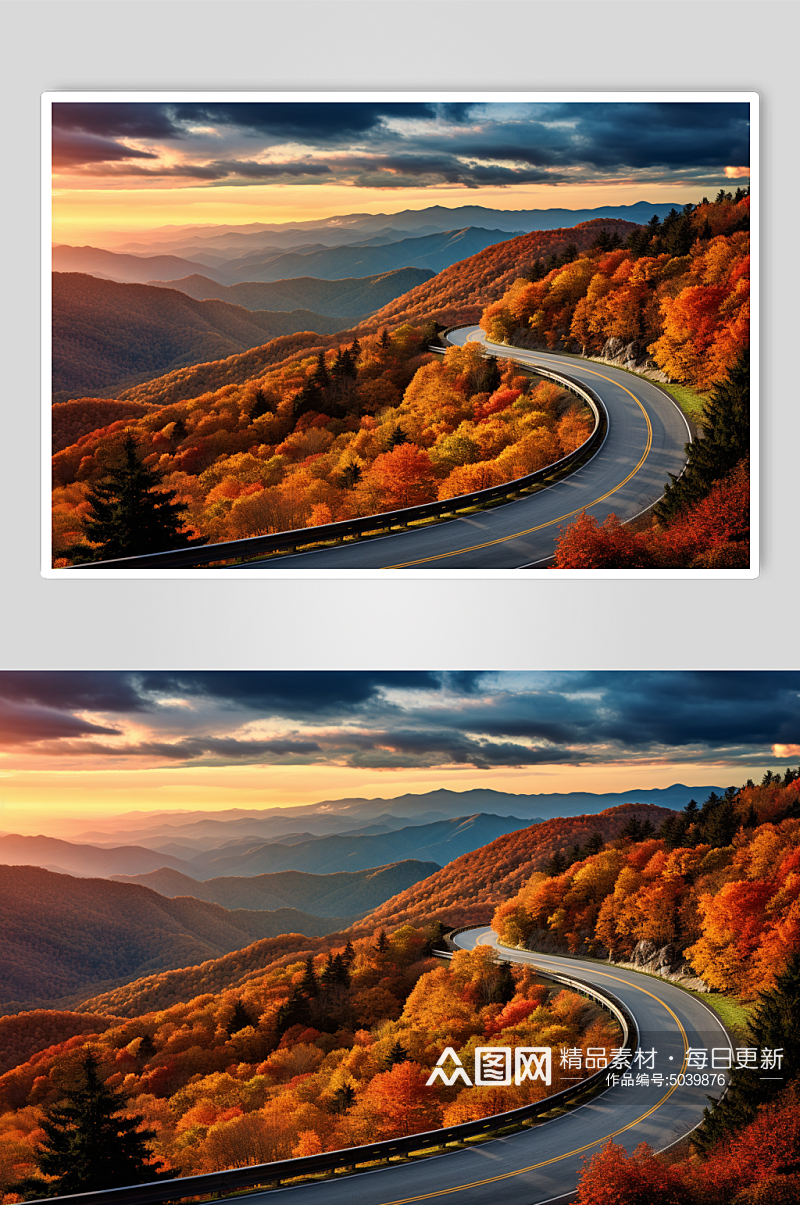 AI数字艺术秋天秋季自然风景摄影图素材