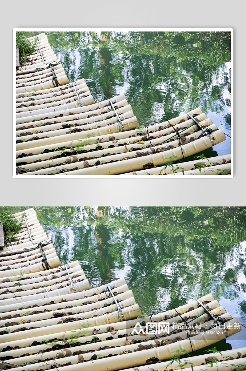 河上竹排风景景点摄影图片素材