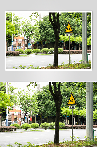 学校路段交通安全警示牌风景景点摄影图片