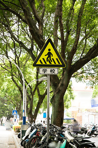 学校路段警示牌风景景点摄影图片